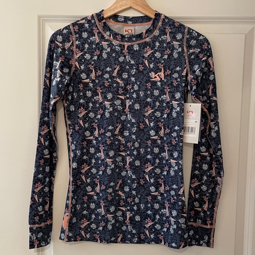 Kari Traa Navy and Pink Floral Long Sleeve Shirt
